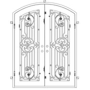 Thermally broken double arch steel entry door with insulated glass and galvanized steel frame