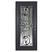 Manhattan thermally broken single exterior door with decorative metalwork.