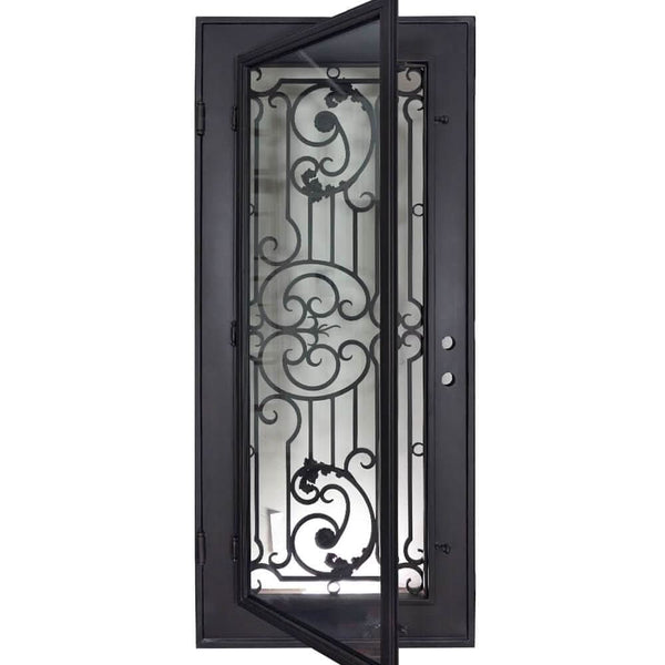 Manhattan flat top single flat door with thermal break in black color.