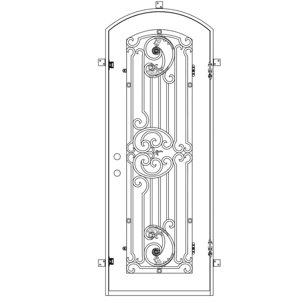 Thermally broken single arch steel entry door with insulated glass and modern steel frame