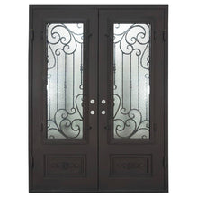 Load image into Gallery viewer, PINKYS Golden Gate black steel exterior double flat doors