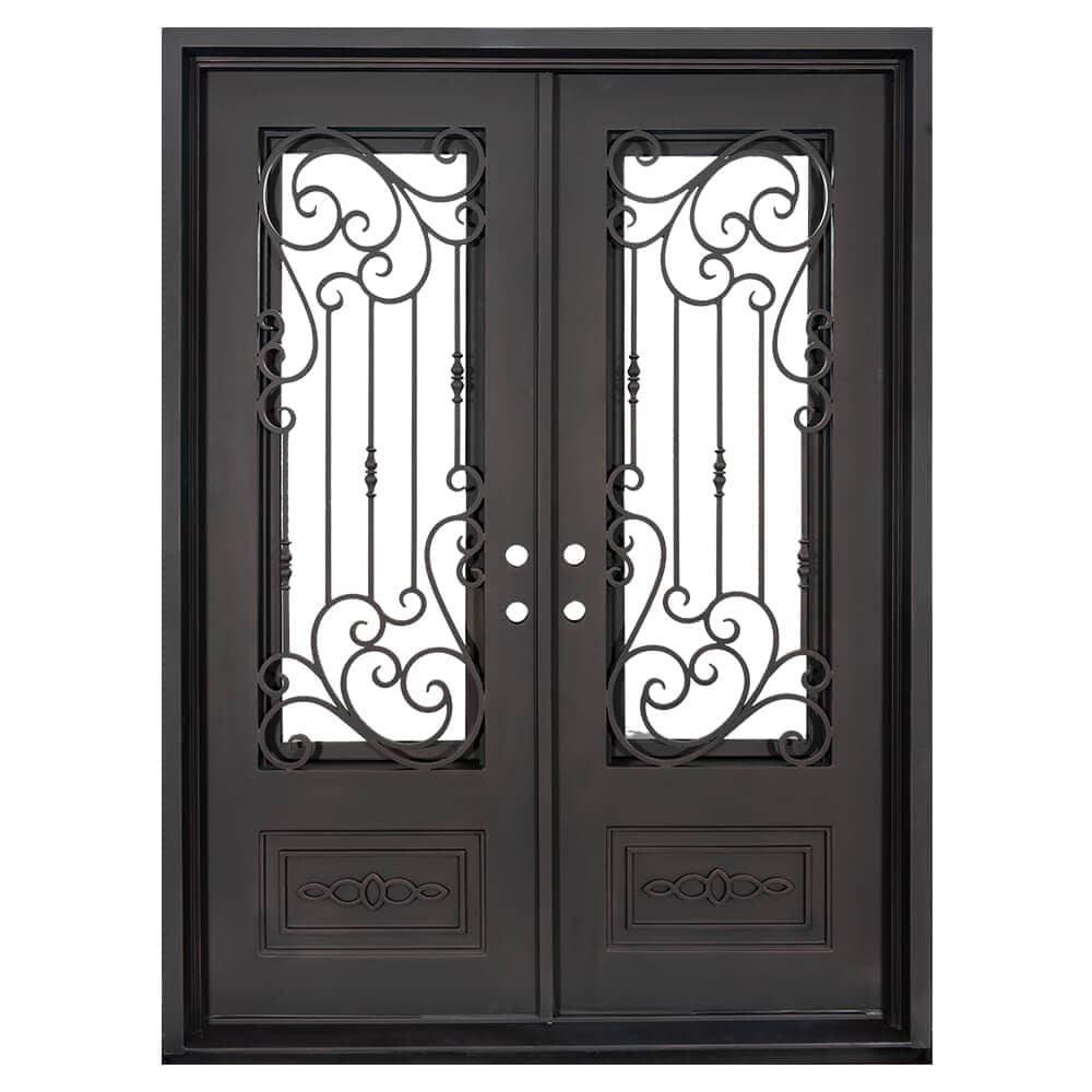 PINKYS Golden Gate black steel exterior double flat doors