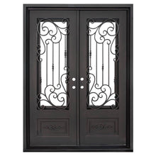 Load image into Gallery viewer, PINKYS Golden Gate black steel exterior double flat doors