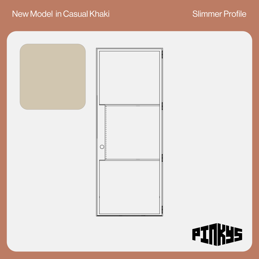 New Slimmer Flat Interior Steel Door CAD in Casual Khaki