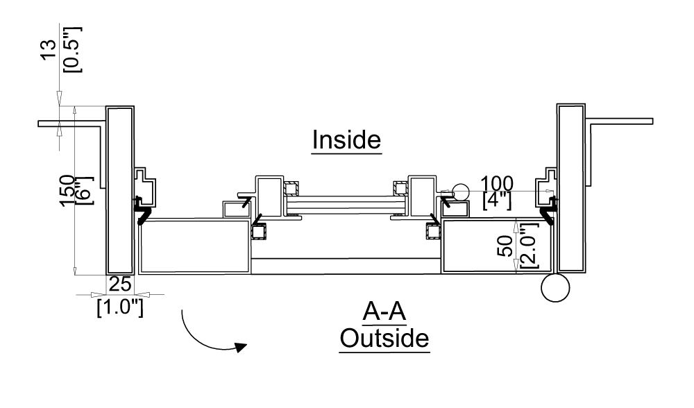 Out-Swing Single Iron Door Cut Sheet Top View