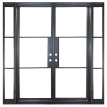 Load image into Gallery viewer, PINKYs Air 4 w/ Sidelights Double Flat Top steel door that can be used for entry doors, patio and french doors, back or side steel doors, and even as steel room dividers.