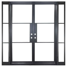 Load image into Gallery viewer, PINKYs Air 4 w/ Sidelights Double Flat Top steel door that can be used for entry doors, patio and french doors, back or side steel doors, and even as steel room dividers.