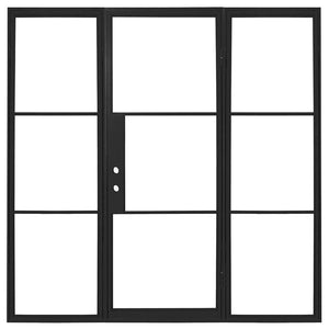 PINKYs Air 4 w/ Sidelights Single Flat Top steel door that can be used for entry doors, patio and french doors, back or side steel doors, and even as steel room dividers.