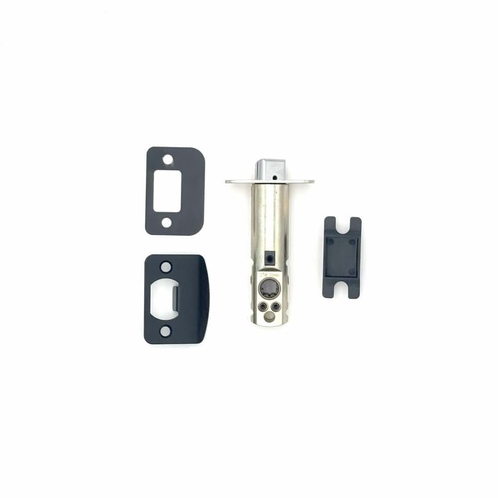 PINKYS privacy lever with push button privacy lock in black finish.