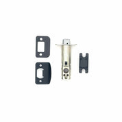 PINKYS privacy lever with push button privacy lock in black finish.