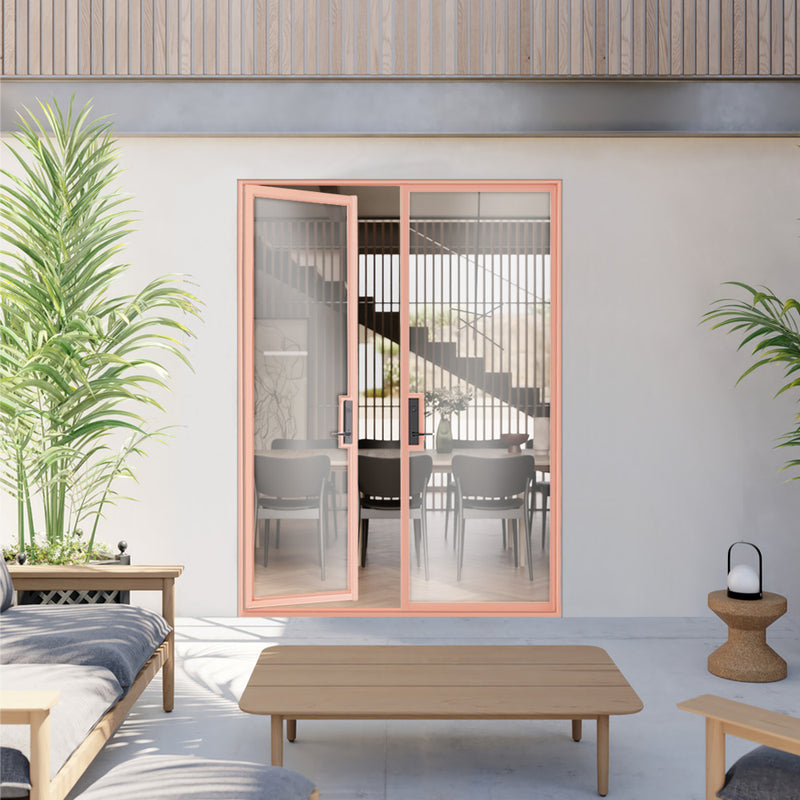 double flat industrial entry door with full glass swinging in