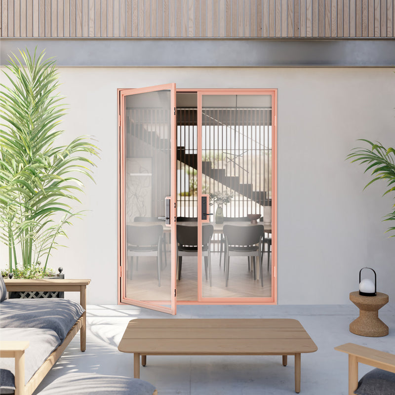 heavy duty steel entry door with full glass and swinging out to left