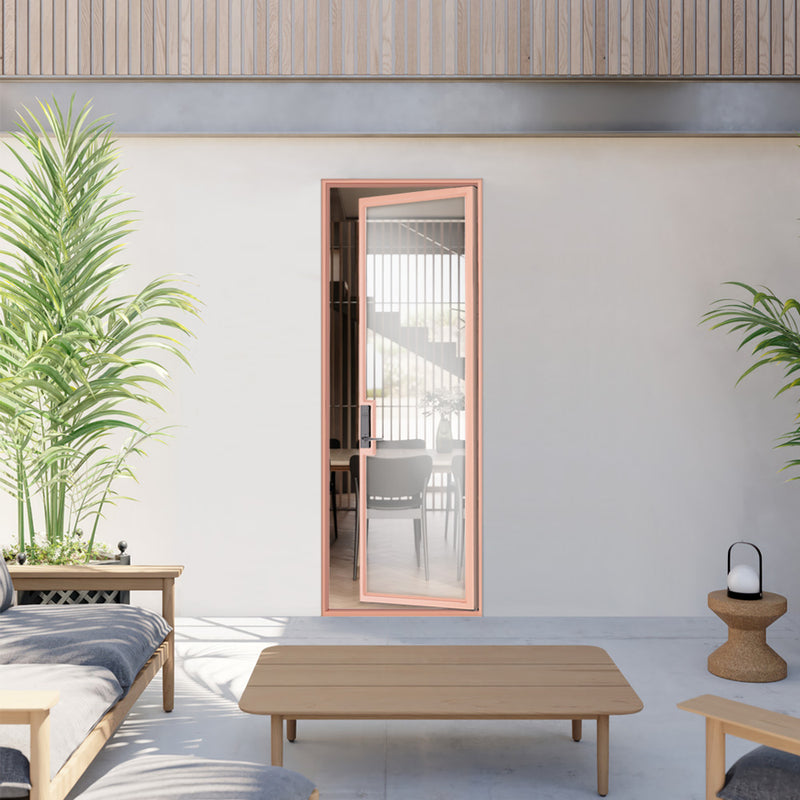 door swing type for residential side iron door with full glass