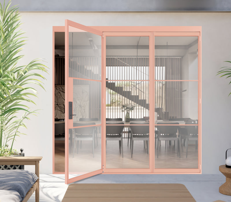 residential back patio bi-fold accordion door stacking to outside