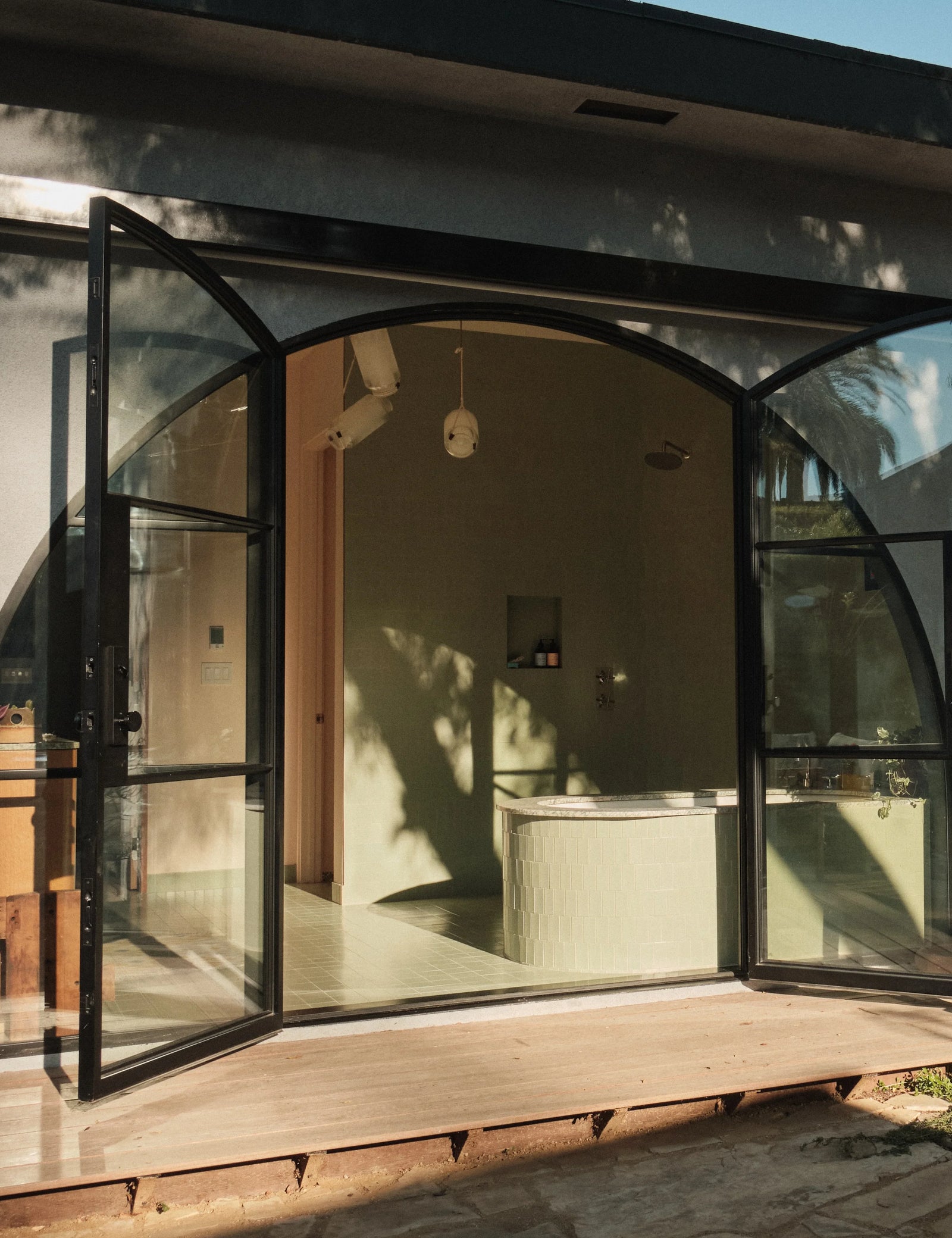 Air 4 wide full arch double entry doors with side windows and sleek steel lines