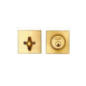 PINKYS deadbolt lock with kw1 keyway in matte brass finish for iron entry door.