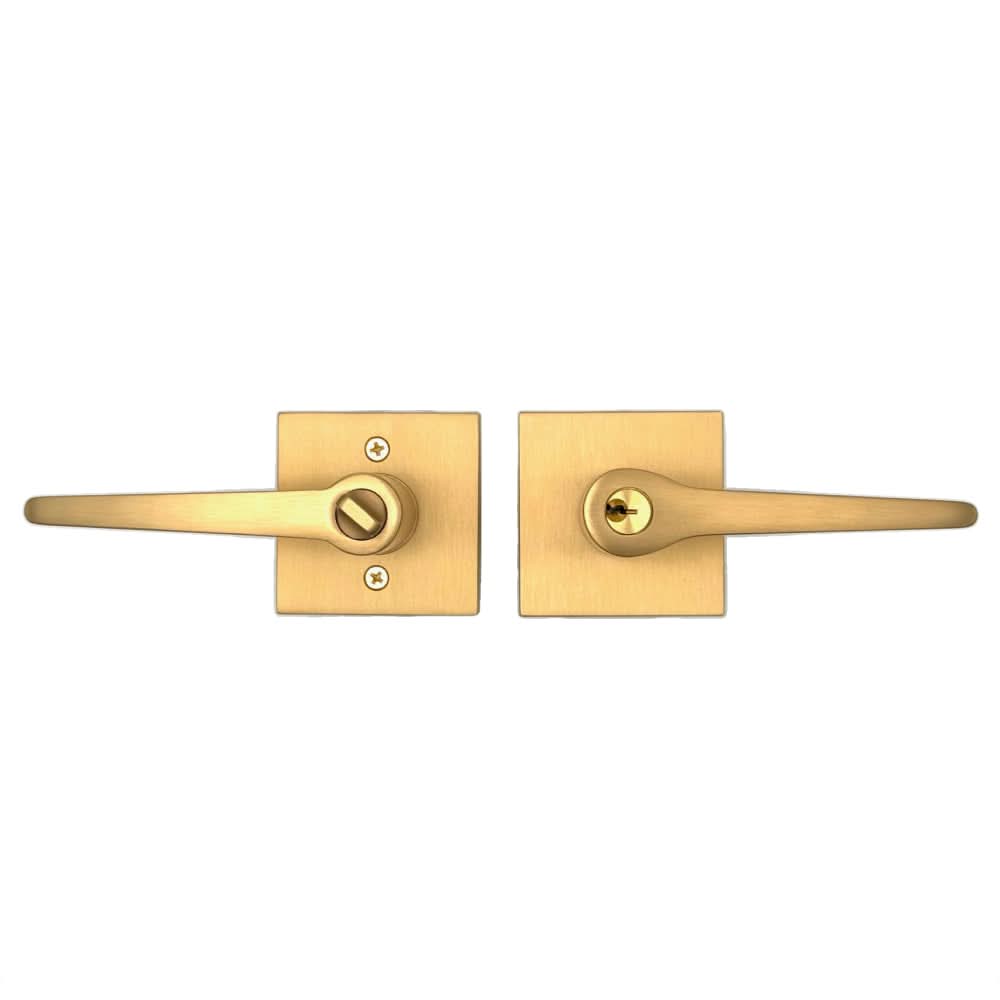 PINKYS key-in lever for exterior steel dutch door in brass finish.
