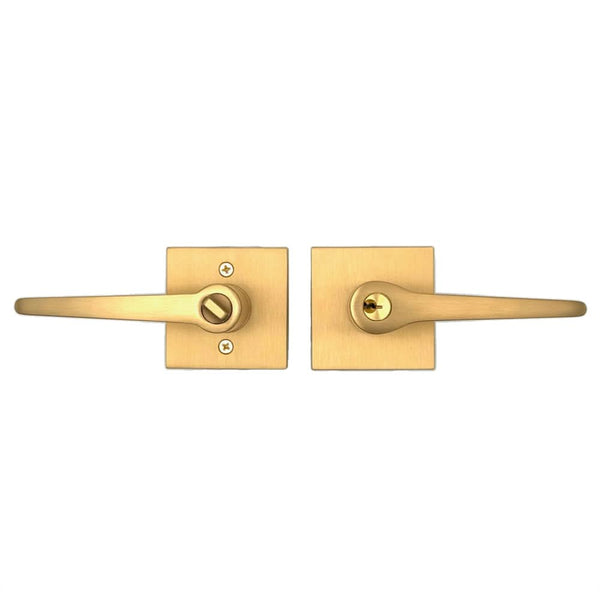 PINKYS key-in lever for exterior steel dutch door in brass finish.