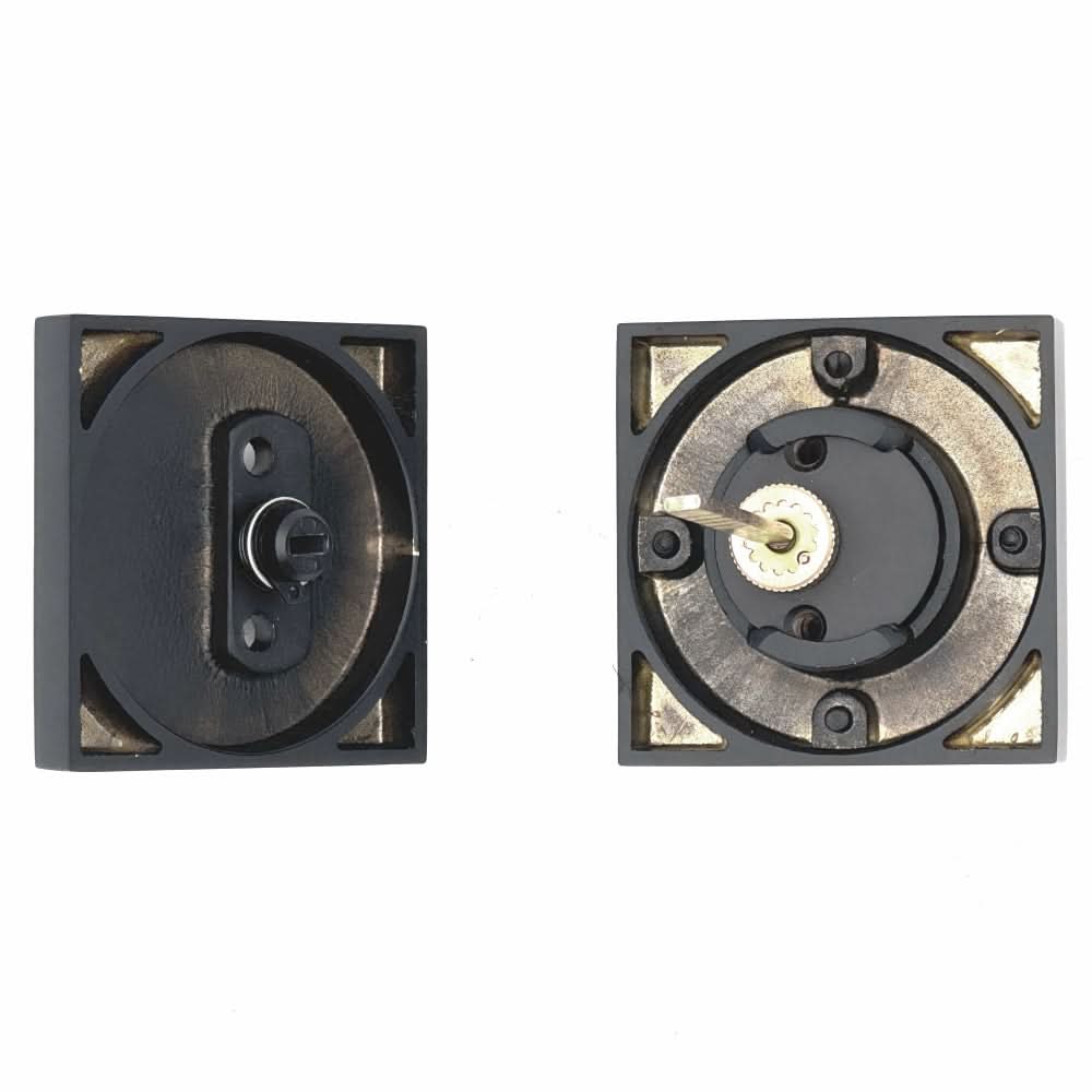 PINKYS deadbolt with interior thumb turn in matte black finish.