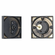 PINKYS deadbolt with interior thumb turn in matte black finish.