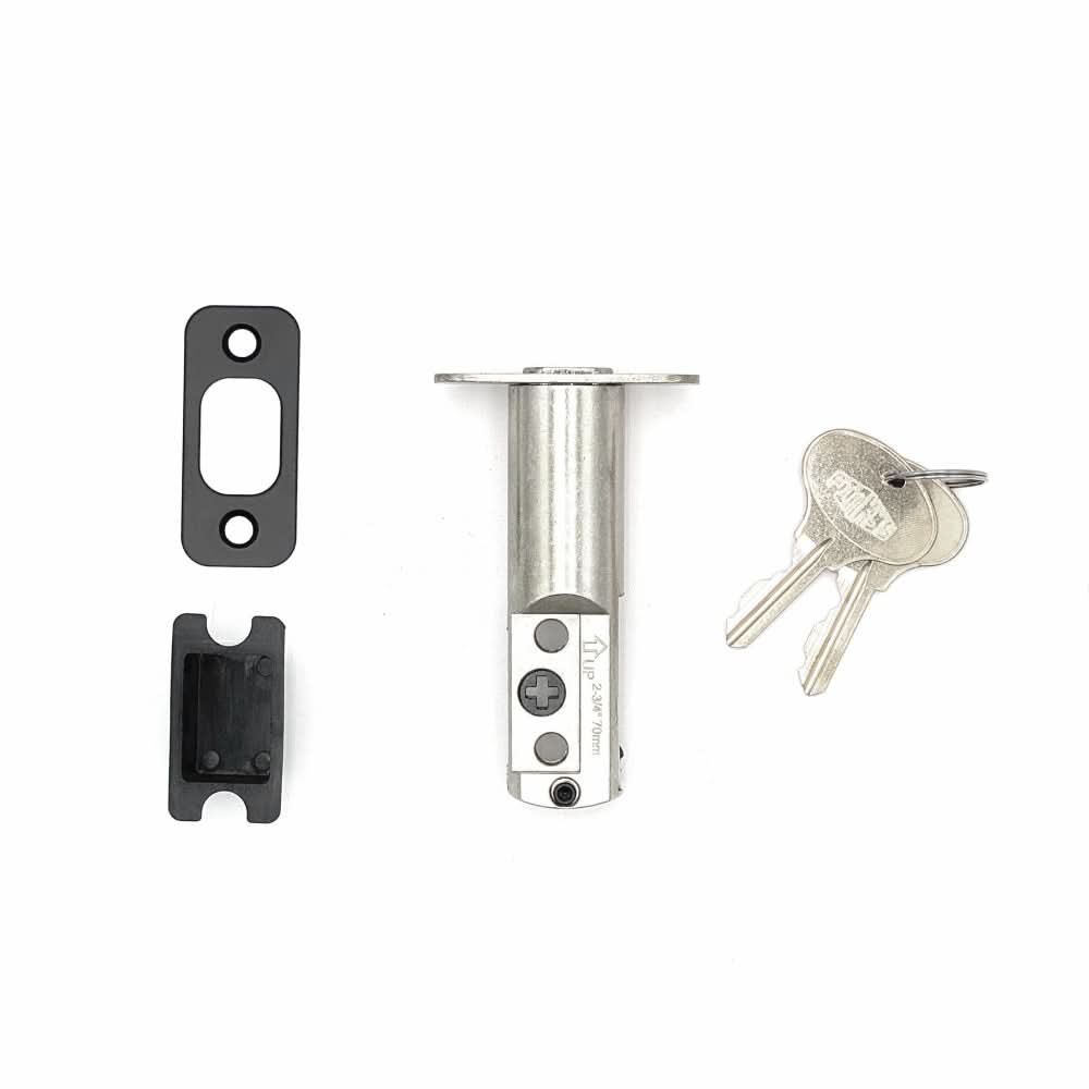 PINKYS deadbolt keyed cylinder lock for iron door in black finish.