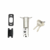 PINKYS deadbolt keyed cylinder lock for iron door in black finish.