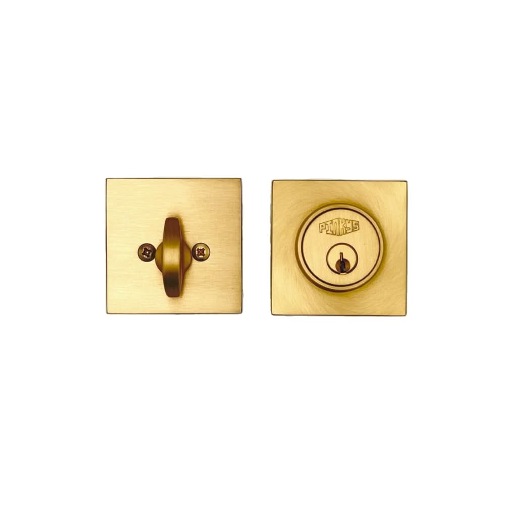 PINKYS deadbolt in brass with interior thumb turn and kw1 keyway.