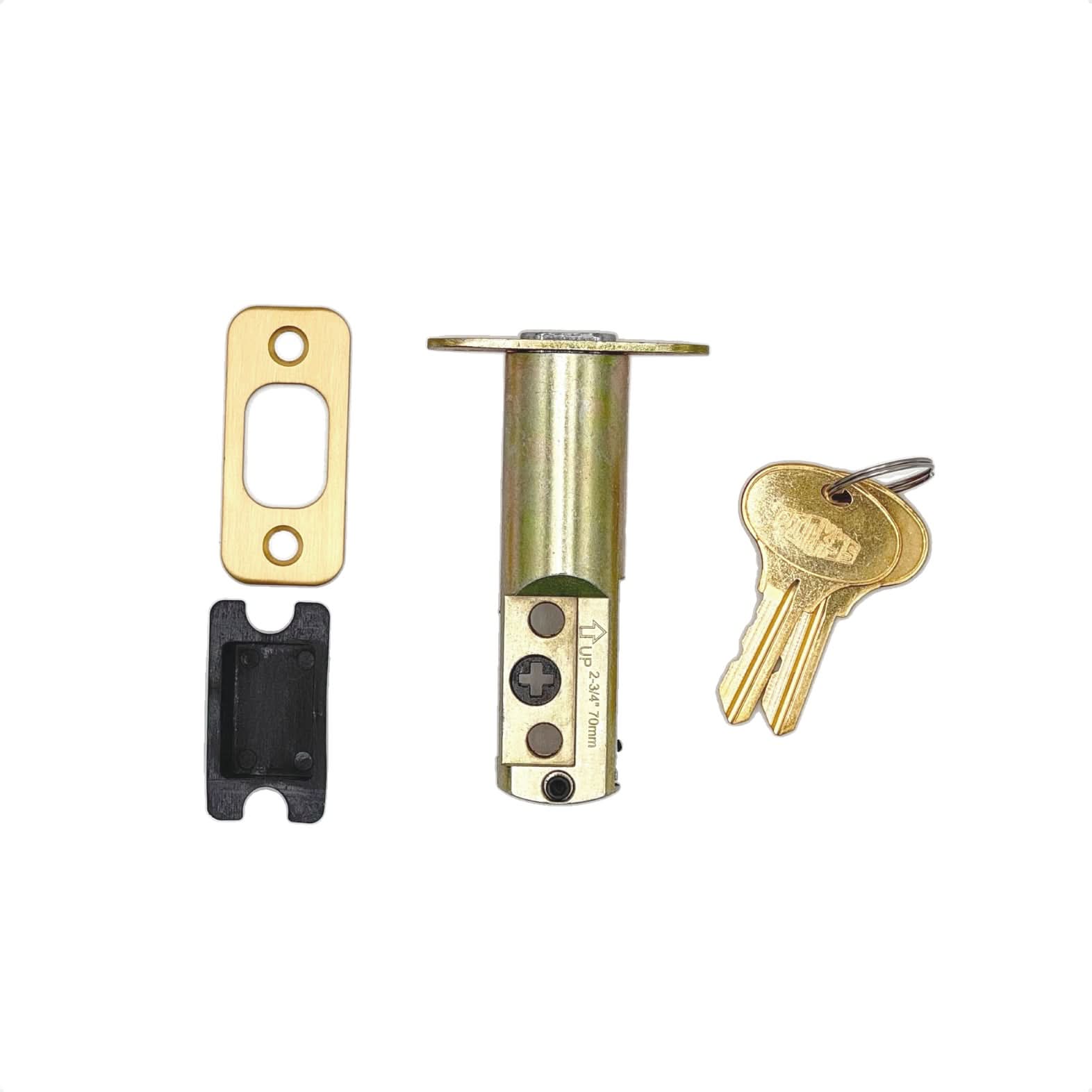 PINKYS deadbolt in clean brass finish with kw1 cylinder and thumb turn.