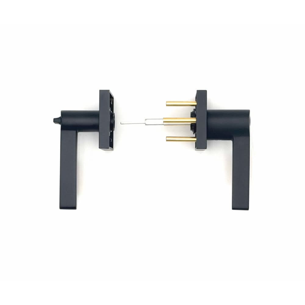 PINKYS key-in lever with built in keyed cylinder in black finish.