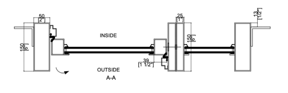 Cut sheet of out-swing steel pivot doors with one side window from top