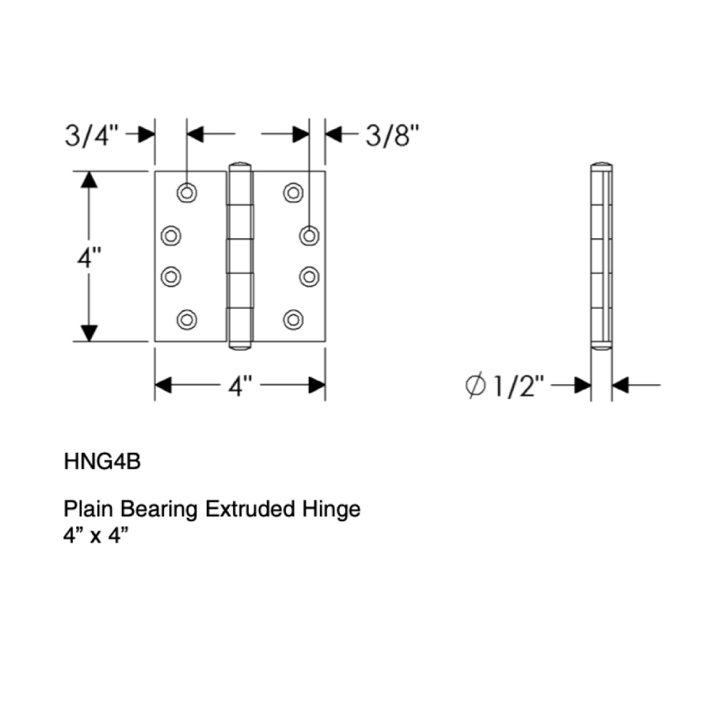 rocky mountain 4 x 4" hinge measurements