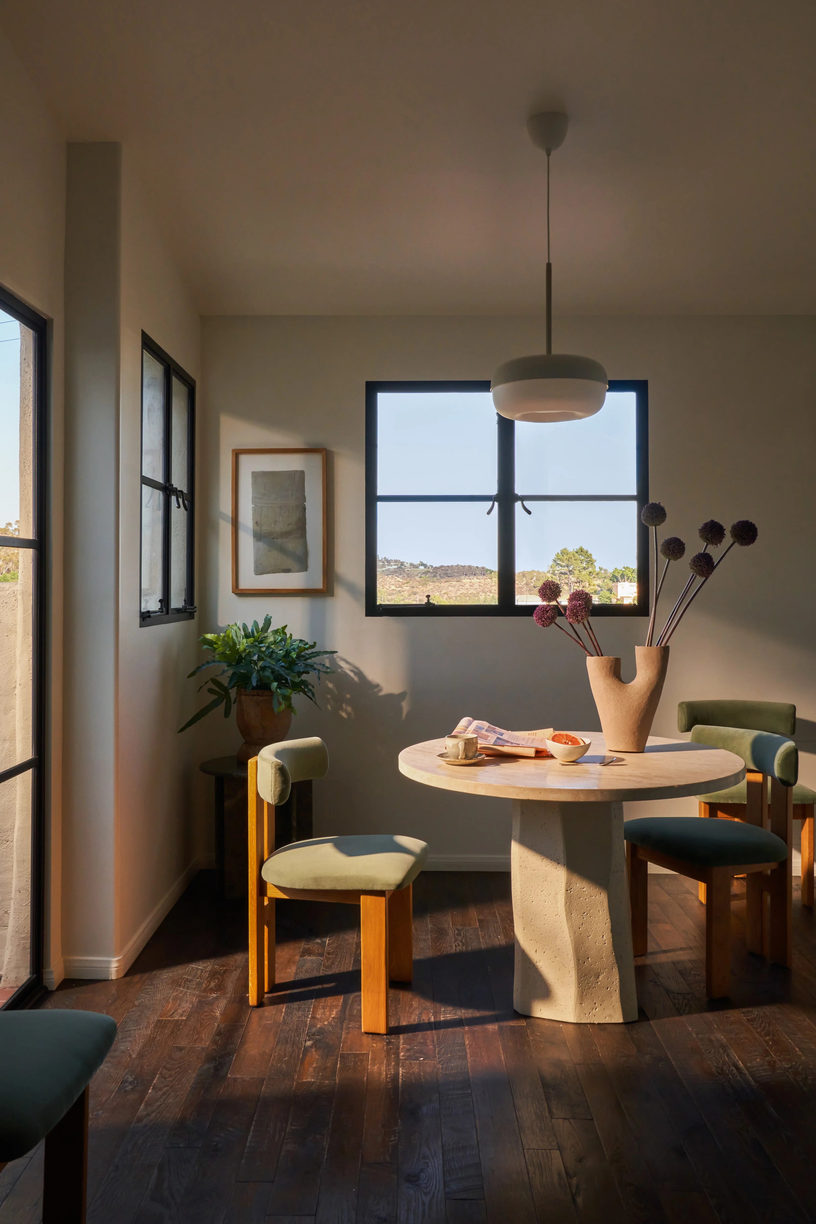 steel casement windows in dining room