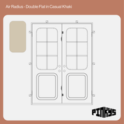 CAD of steel door with rounded windows and kickplate in casual khaki