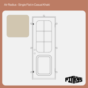 CAD of single steel door with rounded window and kickplate in casual khaki