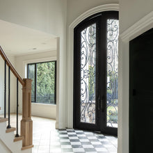 Load image into Gallery viewer, Sunset double arch iron doors with handgrip, interior environment