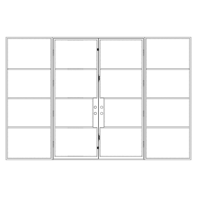 Custom Air 4 double flat door with sidelights, NFRC-Rated cold rolled galvanized steel clearance