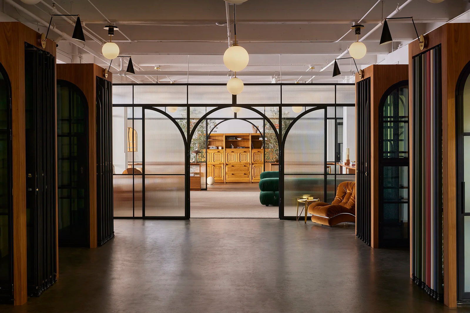 pinkys showroom in vernon california featuring steel doors and windows