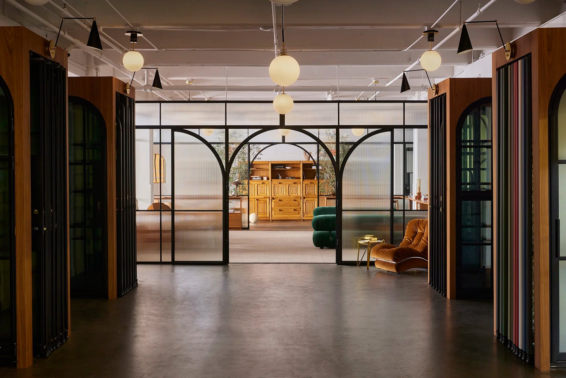 pinkys showroom in vernon california featuring steel doors and windows