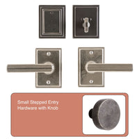 Small Stepped Entry Hardware with Knob | Made to Order by Pinky’s Iron Doors — door hardware, view 2