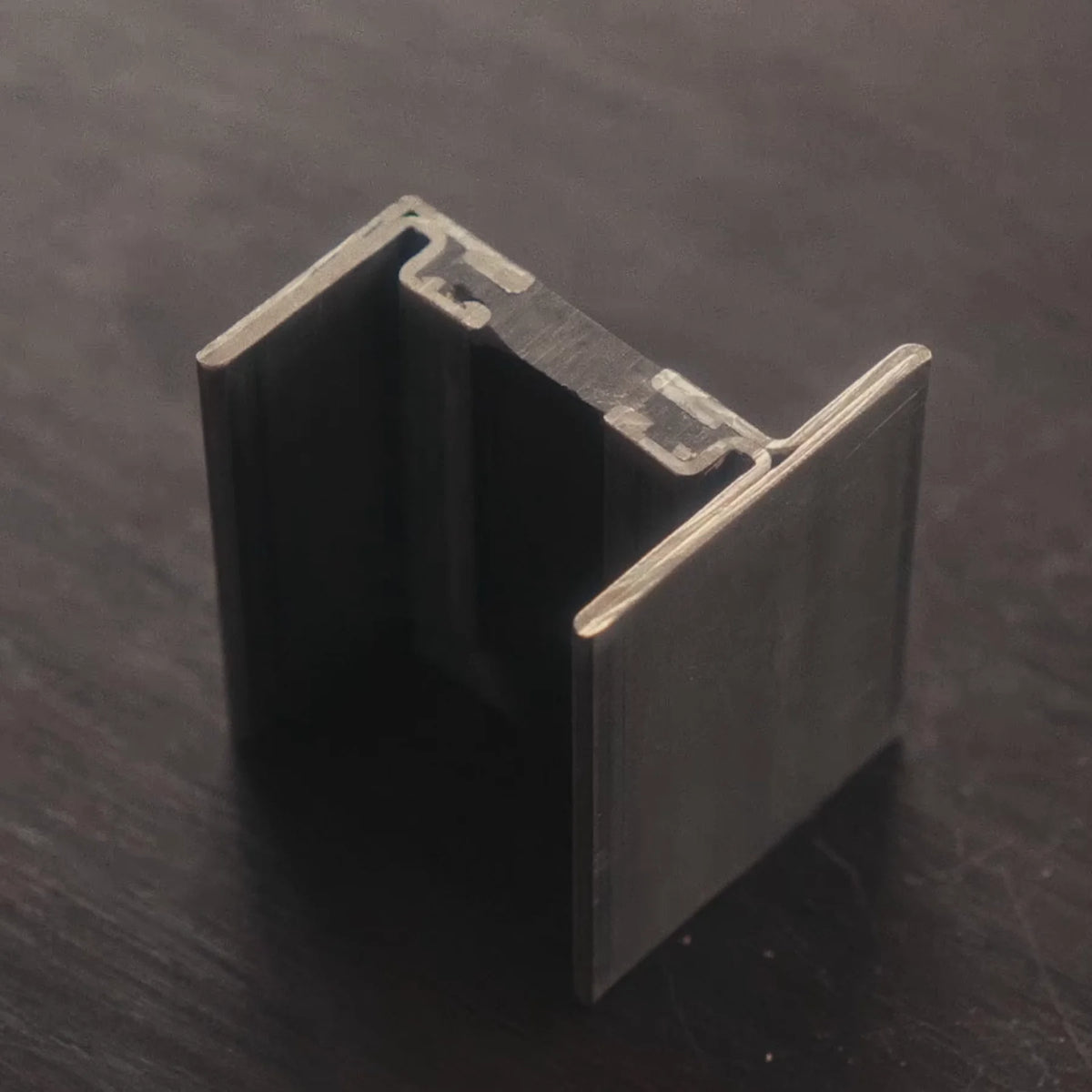closeup of thermally broken steel profile