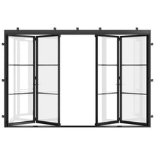 Load image into Gallery viewer, 4-panel black steel bi-folding patio door with double glass