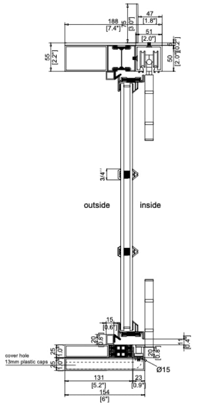 Steel Bi-Fold Door with Thermal Break (Inswing) Cut Sheet Side View