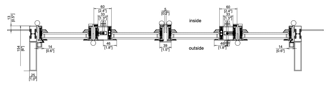 Steel Center Split Bi-Fold Door with Thermal Break (Inswing) Cut Sheet Top View