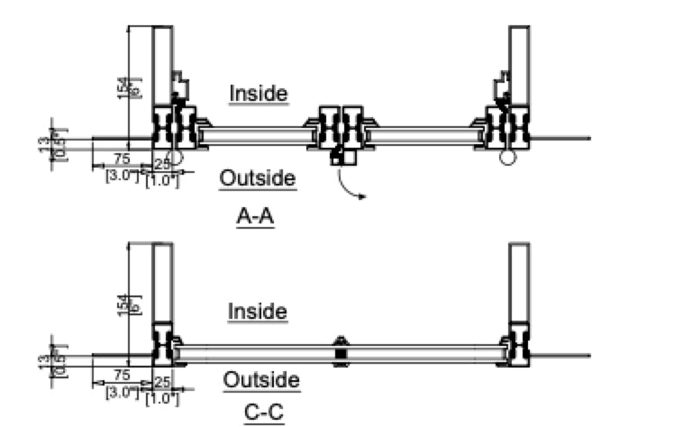 Steel Double Door with Thermal Break and Top Window (Outswing) Cut Sheet Top View