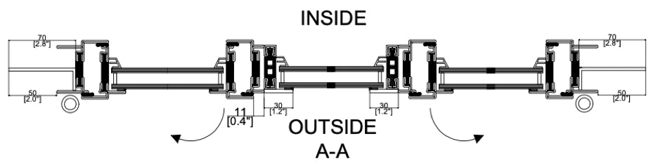 Steel Dual Single Casement Window with Fixed Panel and Thermal Break Cut Sheet Top View