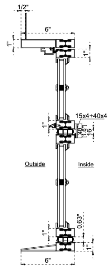 Steel Dutch Double Door with Thermal Break (Inswing) Cut Sheet Side View