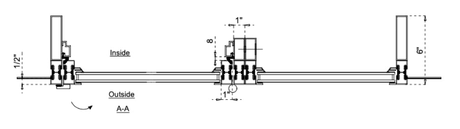 Steel Dutch Single Door with Thermal Break and One Side Window (Outswing) Top View Cut Sheet 