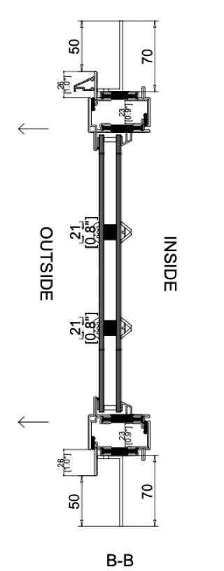Steel Push Out Window with Thermal Break Cut Sheet Side View