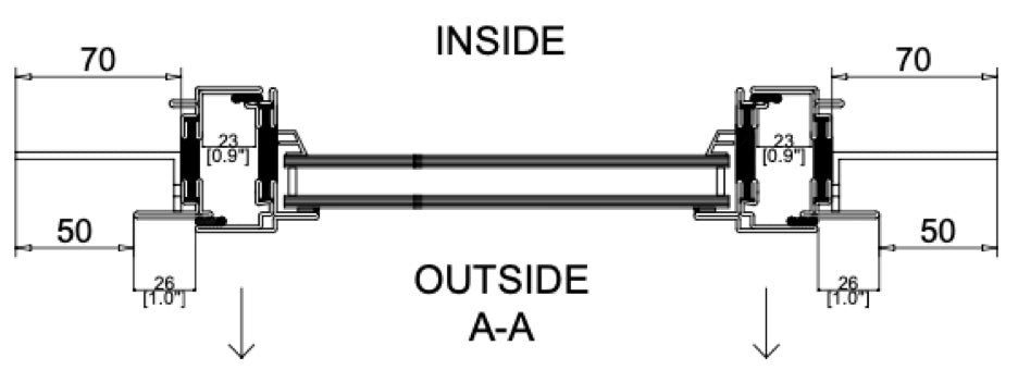 Steel Push Out Window with Thermal Break Cut Sheet Top View