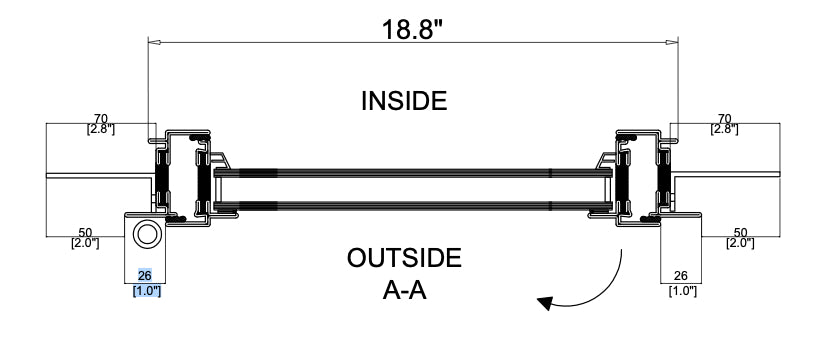 Steel Single Casement Window with Thermal Break Cut Sheet Top View
